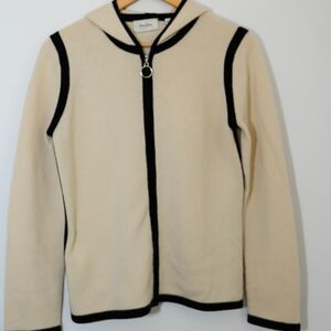 Neiman Marcus Cashmere Sweater Tan M Full Zip Hooded hoodie